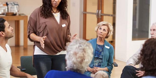 people talking in a group